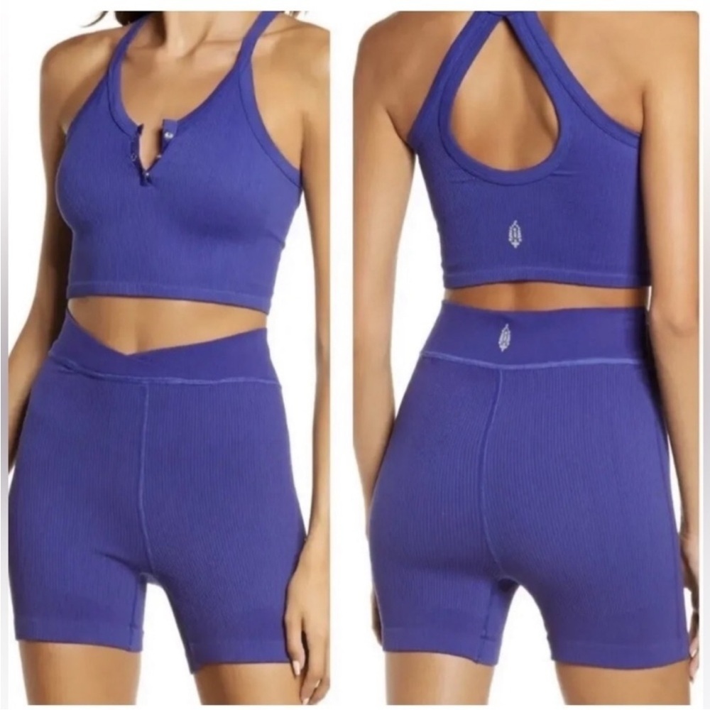 FP Movement by Free People Ribbed Athletic Bike Shorts in Royal Blue